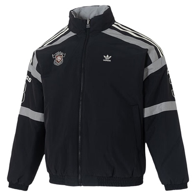adidas阿迪达斯三叶草男子运动休闲双面穿立领棉服外套KC0093