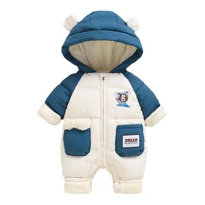 婴儿冬季连体衣男女宝宝外出抱抱服冬季加厚保暖新生儿加绒爬爬服