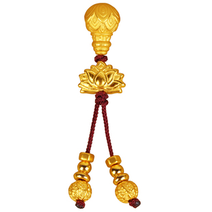 黄金百搭三通背云弟子珠套装DIY文玩长手链串配饰顶珠足金999男女