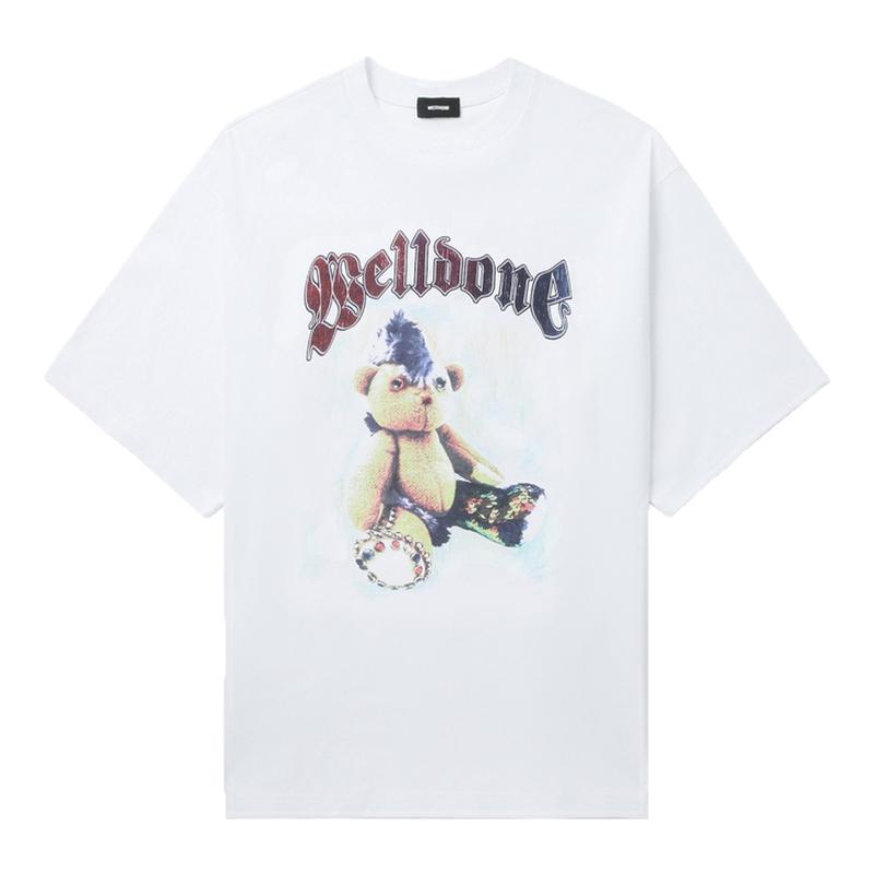 IT We11Done女装廓形落肩T恤新款潮流酷感小熊图案印花半袖747UWH