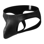 男士性感仿皮内裤T裤漆皮镂空大囊袋U凸提臀后空夜店酒吧双丁字裤