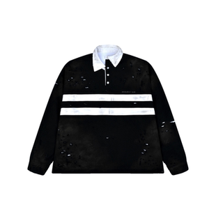 Grailz Project G/R脏染手工做旧破坏polo衫高街美式休闲宽松卫衣