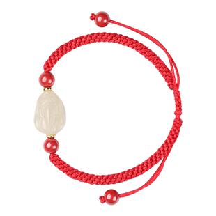 天然和田玉貔貅手串男士本命年红绳手链女款手绳编织绳马年礼物