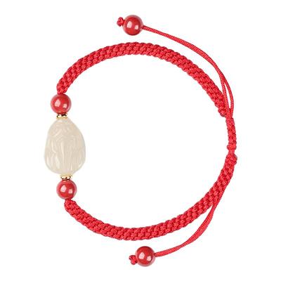 天然和田玉貔貅手串男款本命年红绳手链女款手绳编织绳蛇年礼物