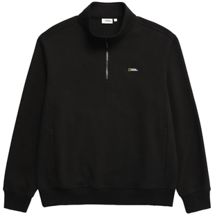 2025秋冬National Geographic国家地理黑色拉链半开领长袖卫衣R