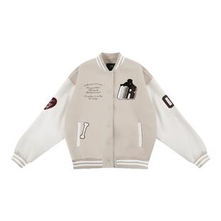 FDR官方店腊肠狗R字徽章棒球服外套女2025新款秋冬宽松情侣夹克男