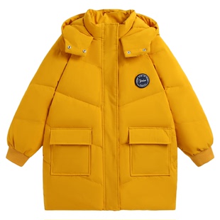 英氏儿童羽绒服男童2025秋冬防寒中长款保暖中大童羽绒外套
