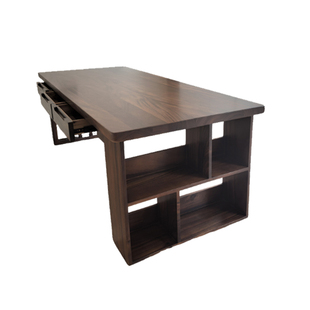 南美胡桃木带书柜收纳抽屉学习办公桌家用客厅阅读全实木大长书桌