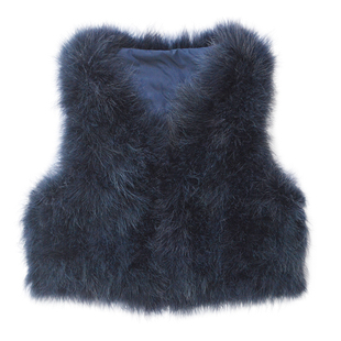 2025新款秋冬鸵鸟毛皮草马甲短款无袖火鸡毛真毛加密时尚女外套