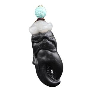 梵峙和田玉青花籽料墨玉螃蟹夹子八方来财挂件吊坠黑白分明送证书