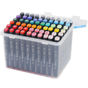 touchcolor马克笔盒子收纳盒手提多功能彩笔马克笔专用笔盒塑料收纳箱简约24/36/48/60/80色孔含底座包邮