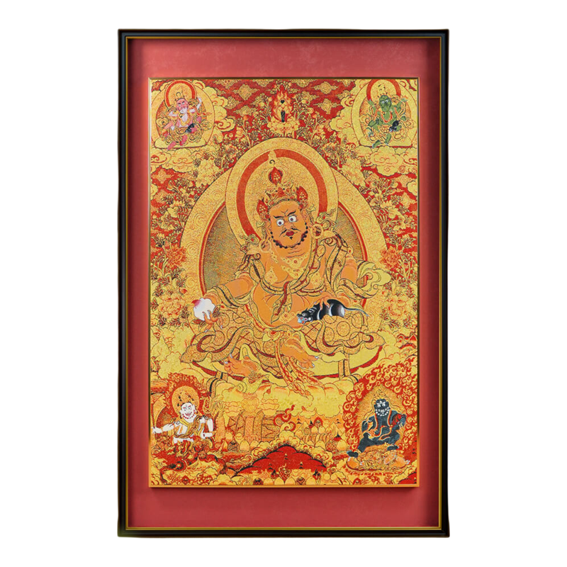 织锦唐卡《五路财神》客厅装饰画