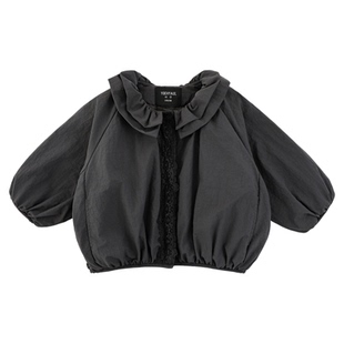 幼悠女童2025冬季新款荷叶领韩系棉衣绗棉保暖时尚百搭儿童外套潮