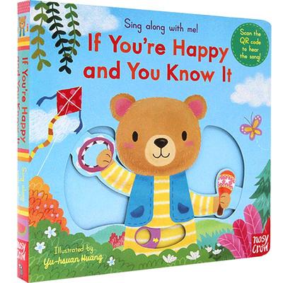 英文原版绘本 Sing Along with Me: If You're Happy and You Know it 经典童谣纸板机关操作书 低幼早教趣味玩具书