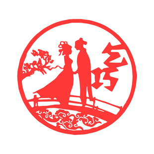七夕情人节手工剪纸成品纸质牛郎织女乞巧学生新图案镂空非遗文化