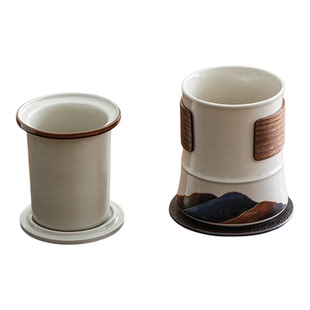 山山而川随手杯泡茶马克杯茶水分离陶瓷水杯过滤带盖办公室喝茶杯