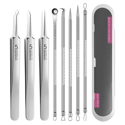 粉刺针去黑头细胞夹子套装祛痘暗疮针镊子精准粉刺夹挤痘神器套装