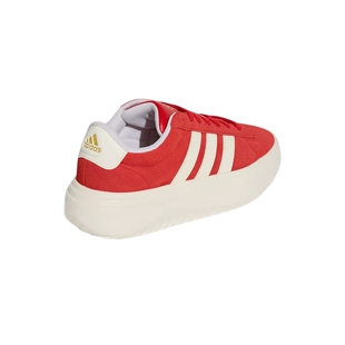 adidas阿迪达斯新年款红色网球鞋26春女绒面革厚底休闲鞋 KJ2065