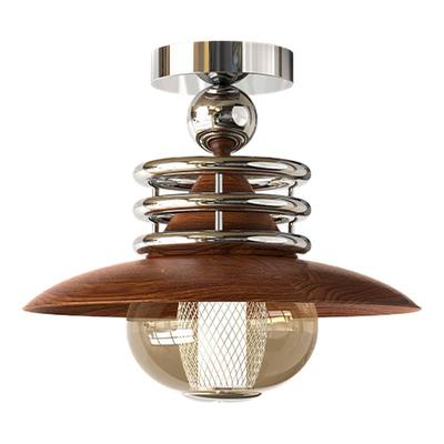 中古风胡桃木色护眼过道灯