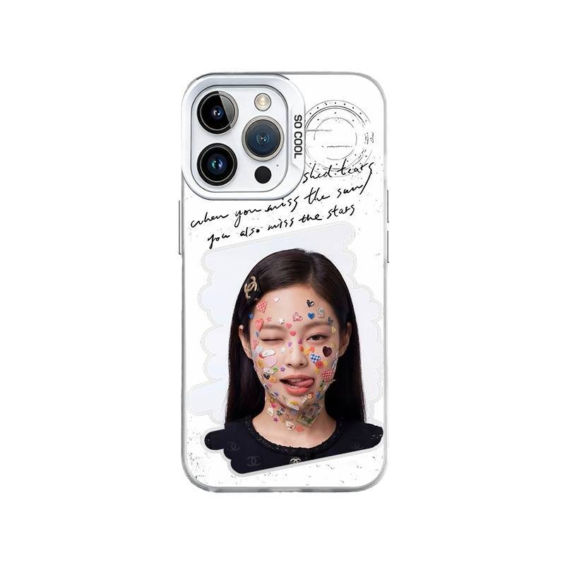 iPhone13创意彩银硬红米NOTE15适用苹果14PLUS高级感ins风16ProMax小众小米17MAX手机壳星星贴纸金珍妮麦芒40