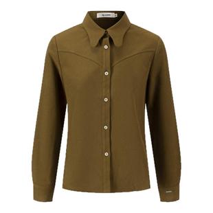 DTLANDO冬季女装复古长袖衬衣简约翻领设计师品牌工装衬衫外套