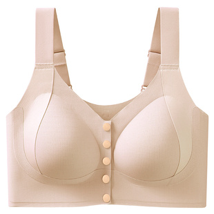 染岸前扣式中年妈妈内衣妇女专用大码文胸秋冬大胸无痕前开扣胸罩