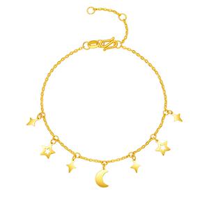 周六福5G黄金手链女星月流光足金计价甜酷少女送女友节日礼物