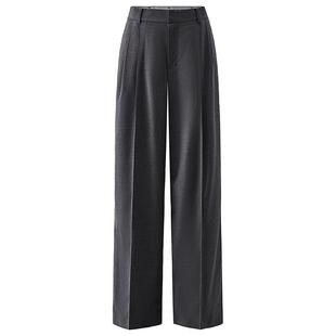 【季末折扣】欧时力 澳洲丝光羊毛阔腿裤直筒西裤松弛感流行秋冬