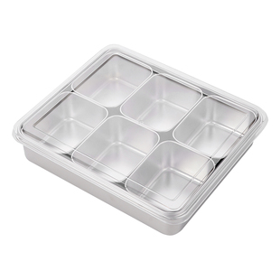 不锈钢调料盒带盖调味盒商用厨房佐料盒配料收纳盒摆摊多格冰粉盒