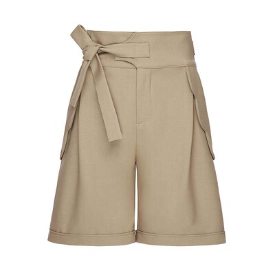 山谷少年蝴蝶结口袋拼接六分裤