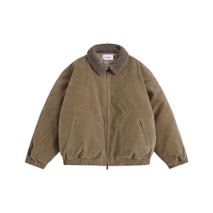 悟空有货美式复古羊羔绒翻领棉衣男潮牌宽松夹棉保暖工装棉服外套