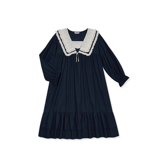 Ullala公主风乌拉拉韩国进口纯棉睡裙秋冬甜美长裙娃娃领睡裙宽松