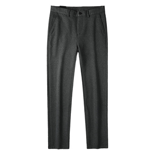 欧洲站汤米 Mingu Tommy男士冬季厚款奢华羊毛呢免烫直筒休闲裤子