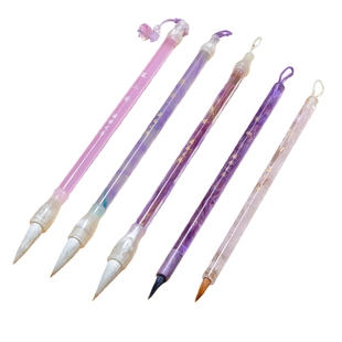 中国画毛笔套装专业级小楷初学者入门中号专用小号练字练习描红湖笔狼兼毫笔书法工笔勾线笔紫漂亮颜值女生