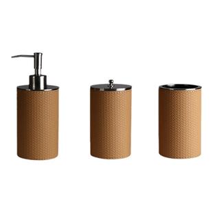 现代简约轻奢皮质卫浴乳液瓶漱口杯皂碟样板房酒店会所装饰摆件