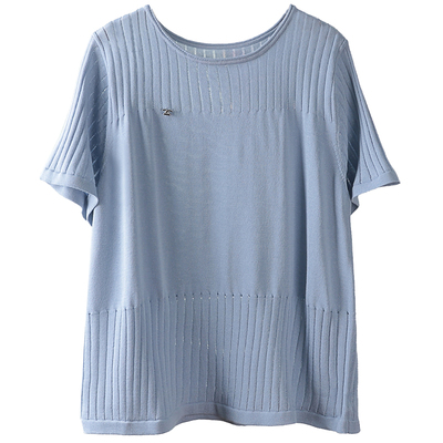 大码弹力短袖针织衫宽松高级感