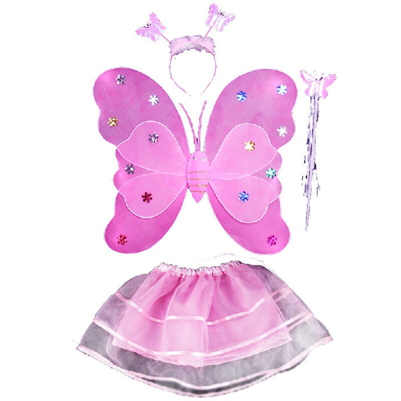 小女孩背的发光蝴蝶翅膀儿童公主魔法棒花仙子玩具奇妙仙子道具