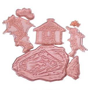 国画印章山水凉亭松树透明亚克力DIY古风活版印画套装国风文具