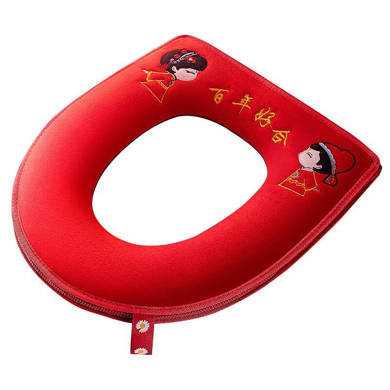 马桶垫加厚防水坐垫结婚家用红色