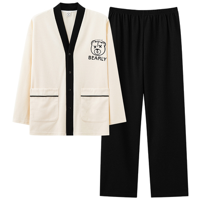 浪莎男款睡衣春秋100%纯棉可外穿