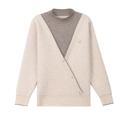 赋妤妈妈装毛衣假两件针织衫上衣