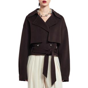 【甄选经典】NANUSHKA 女士 SATOYO 短款收腰羊毛双面呢风衣外套