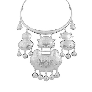 宝宝银项圈999足银小孩长命锁纯银福袋铃铛锁包套装满月周岁礼物