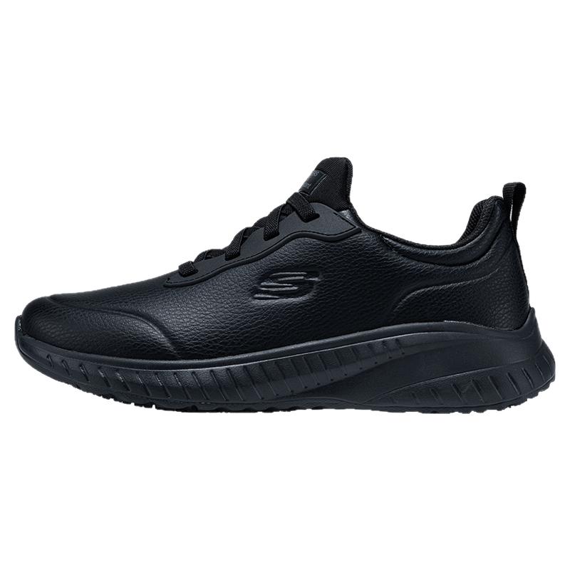 skechers斯凯奇秋季新款全黑色皮面跑步鞋官方旗舰店舒适运动鞋女