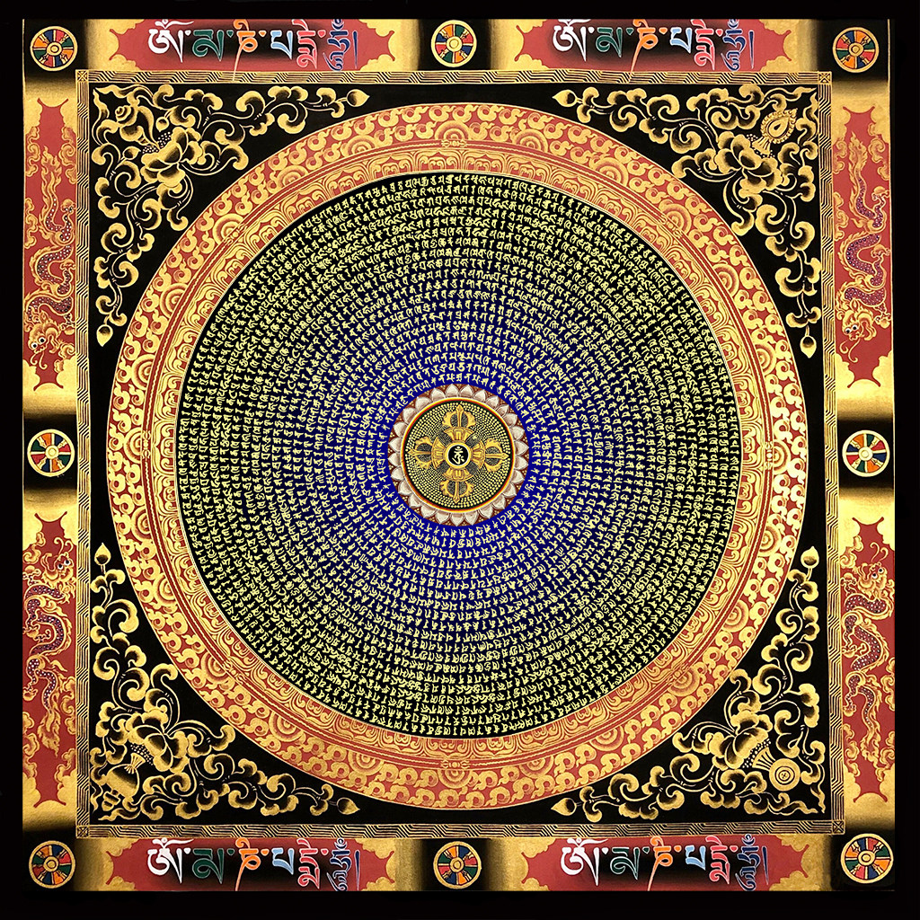 楞严咒楞严经佛顶神咒描金画稿静心减压唐卡涂色diy手绘填色画