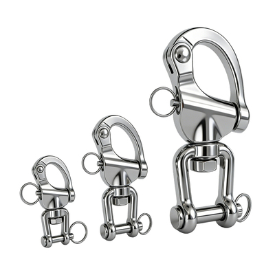 不锈钢316snap shackle 快脱卸扣手拉卸扣叉式旋转弹簧卸扣钥匙扣