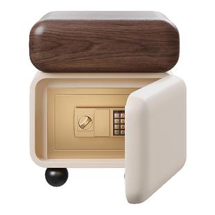 中古奶油风床头柜保险箱一体2025新款家用卧室实木轻奢高级收纳柜