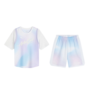 安踏儿童装女童套装夏装2026款洋气篮球运动套装少女短袖T恤短裤