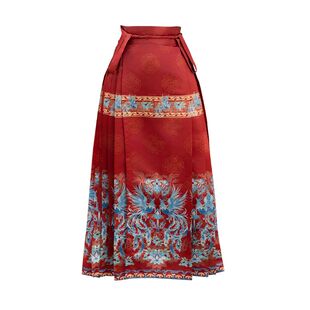 丹羽麒马面裙汉服气质显瘦国风新中式日常通勤女马面裙红色小个子