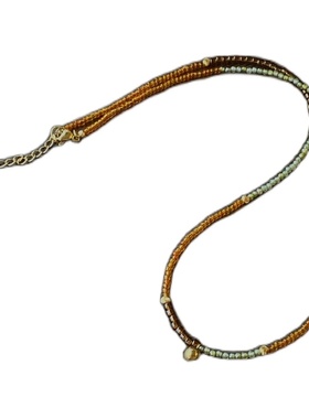 古董琉璃锁骨链原创天然石串珠